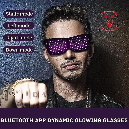 Bluetooth Led Party Glasses Customized Languages Usb Charge Flashing Luminous Eyewear Concert White 2