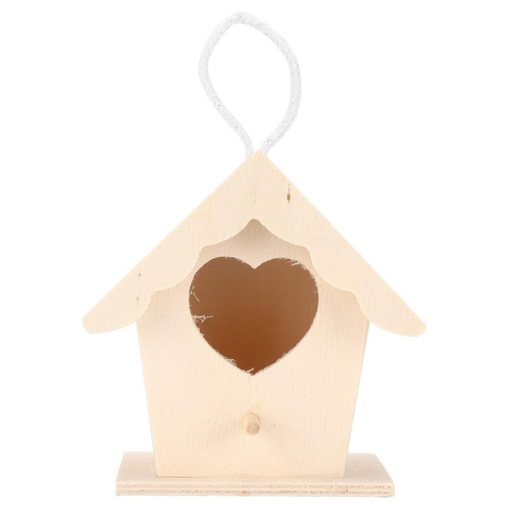 Innovative Wooden Birdhouse Natural And Safe Diy Wooden Small Birdhouse Decoration(heartshaped Belt