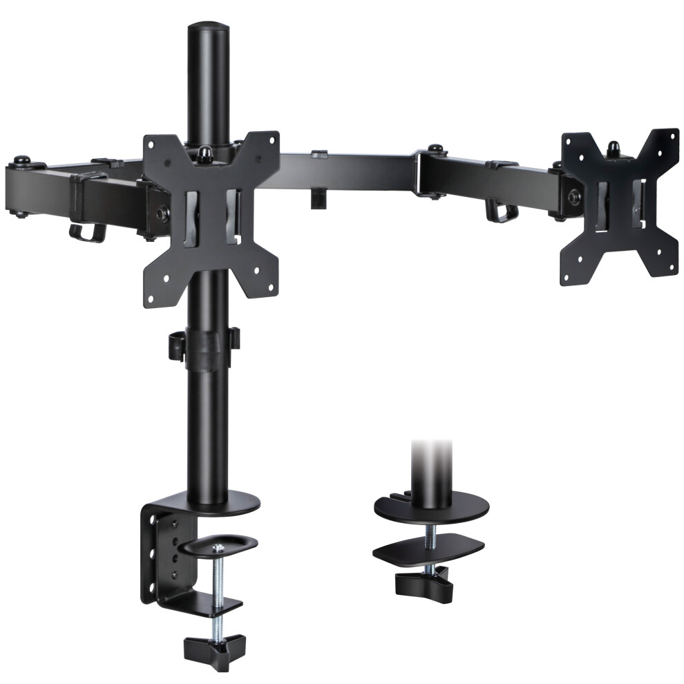 Futura Dual Monitor Arm For 13 To 27 Inch Screens - Dual Monitor Desk Mount With Clamp 90 Tilt And 360 Rotation & 180 Swivel 5060907187537