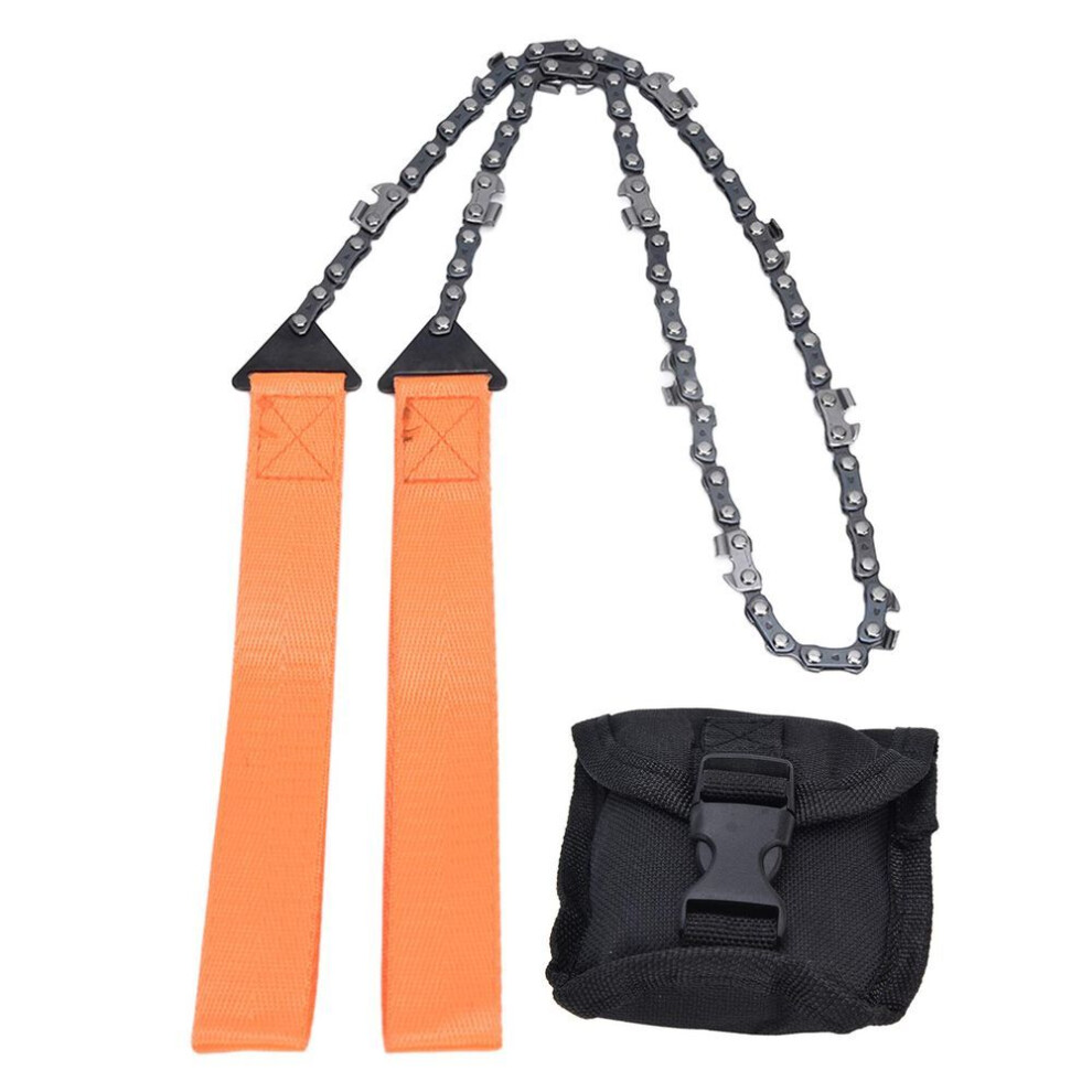 24 Inch Outdoor Pocket Chainsaw Survival Zipper Saw Hand Saw Chain Tool For Wood Cutting Orange