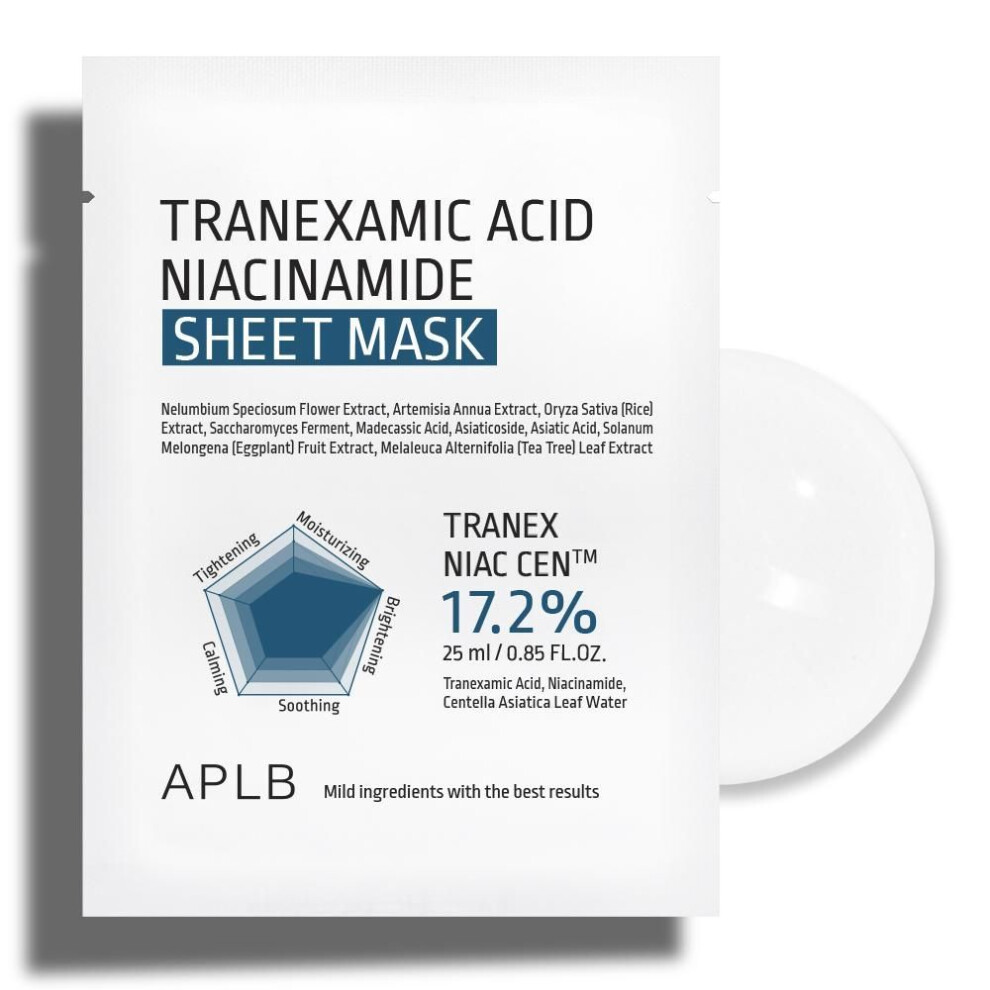 Aplb Tranexamic Acid Niacinamide Sheet Mask Set: 10pcs