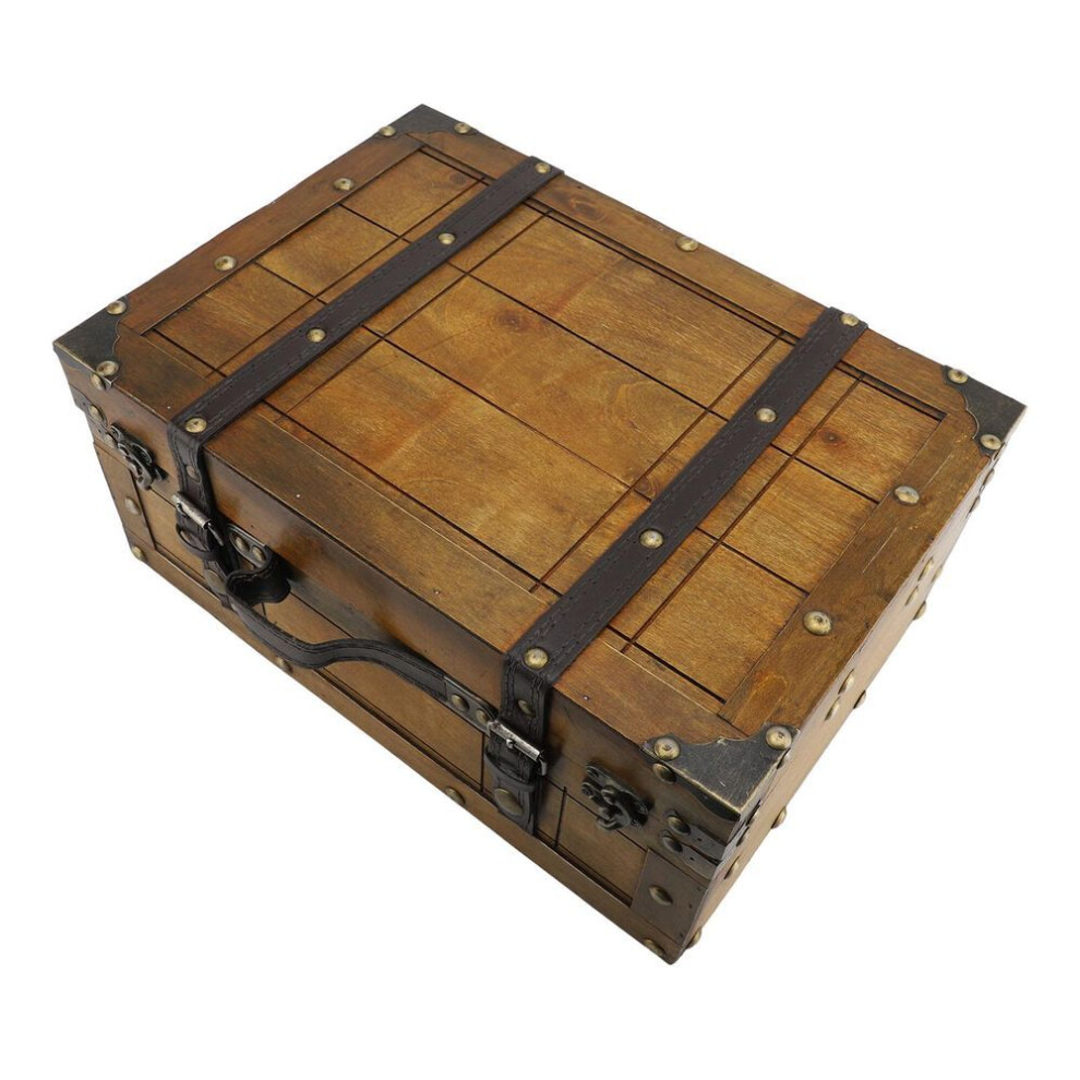 Vintage Wooden Trunk Retro Elegant Decorative Suitcase Storage Box Photo Props Gift