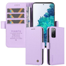 (Light Violet) Flip Case for Samsung Galaxy S20 Fe with Card Slots Lightweight and Luxe Premium Faux Leather and Elegant Logo Embossing