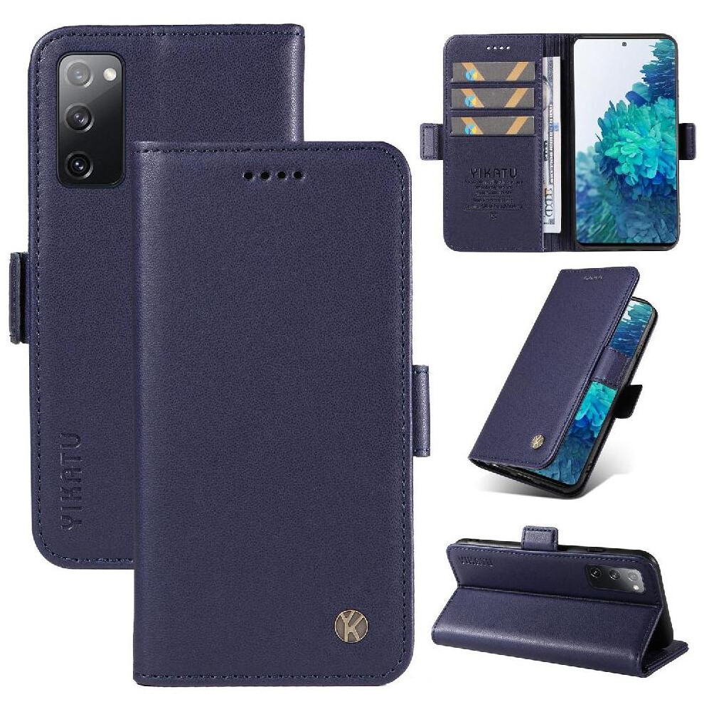 Photos - Case  Flip  for Samsung Galaxy S20 Fe with Card Slots Lightweight and Luxe Premium Faux Leather and Elegant Logo(Dark blue )