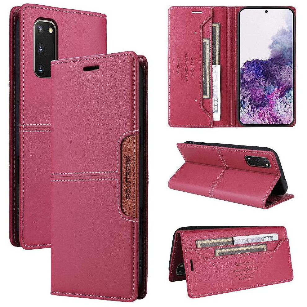 (Red) Flip Case For Samsung Galaxy S20 Fe Rfid Blocking Shockproof Wallet Flip Cover Red 764563133017
