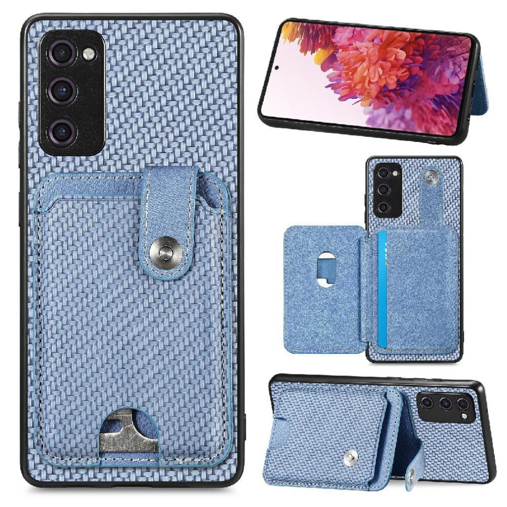 (Blue) Case For Samsung Galaxy S20 Fe Magnetic Car Mounts Shockproof Card Slot Stand Blue 764563133321