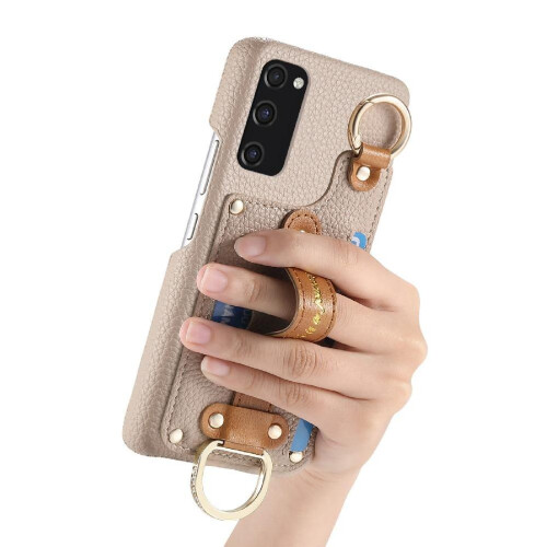 (Khaki ) Case for Samsung Galaxy S20 Fe Slim Case Ring Holder Wristband Rfid Blocking 1