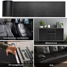MTEVOTX Colle pour cuir, patch de réparation pour cuir, patch de réparation pour canapés et sièges auto - 50x137cm (Noir)