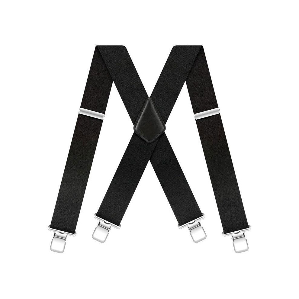 MTEVOTX Men's Suspenders Wide Adjustable Elastic Extra Strong 4 Clips X-Shaped, Men Shirt Suspenders Wide 5CM Mens Braces