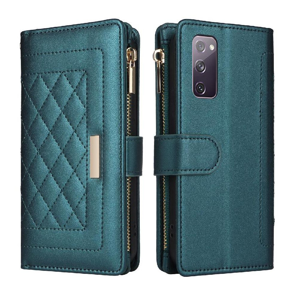 (Green) Flip Case For Samsung Galaxy S20 Fe Wallet Card Slots Shockproof Strap Green 764563134571