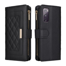 (Black) Flip Case for Samsung Galaxy S20 Fe Wallet Card Slots Shockproof Strap