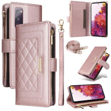 (Rose Gold ) Flip Case for Samsung Galaxy S20 Fe Wallet Card Slots Shockproof Strap