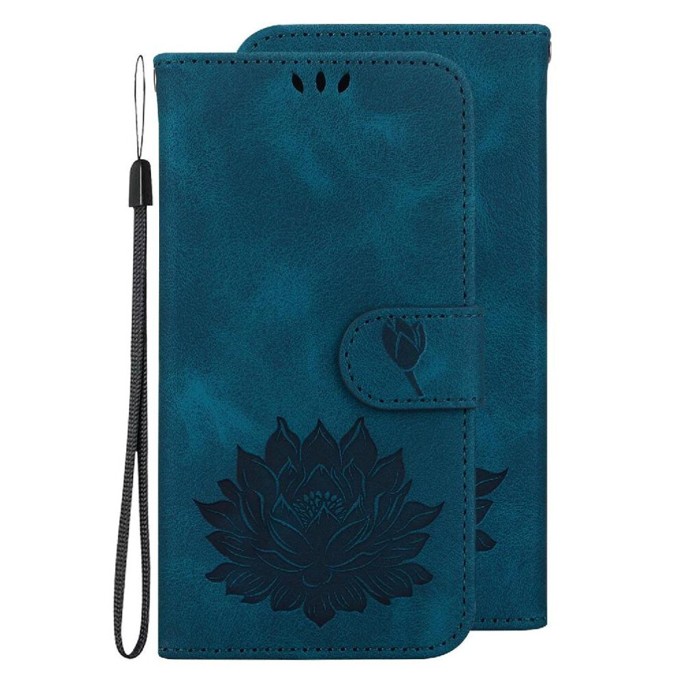 (Blue) Flip Case For Samsung Galaxy S20 Fe Kickstand Relief Lotus Flower Kickstand Wallet Magnetic Blue 764563134724