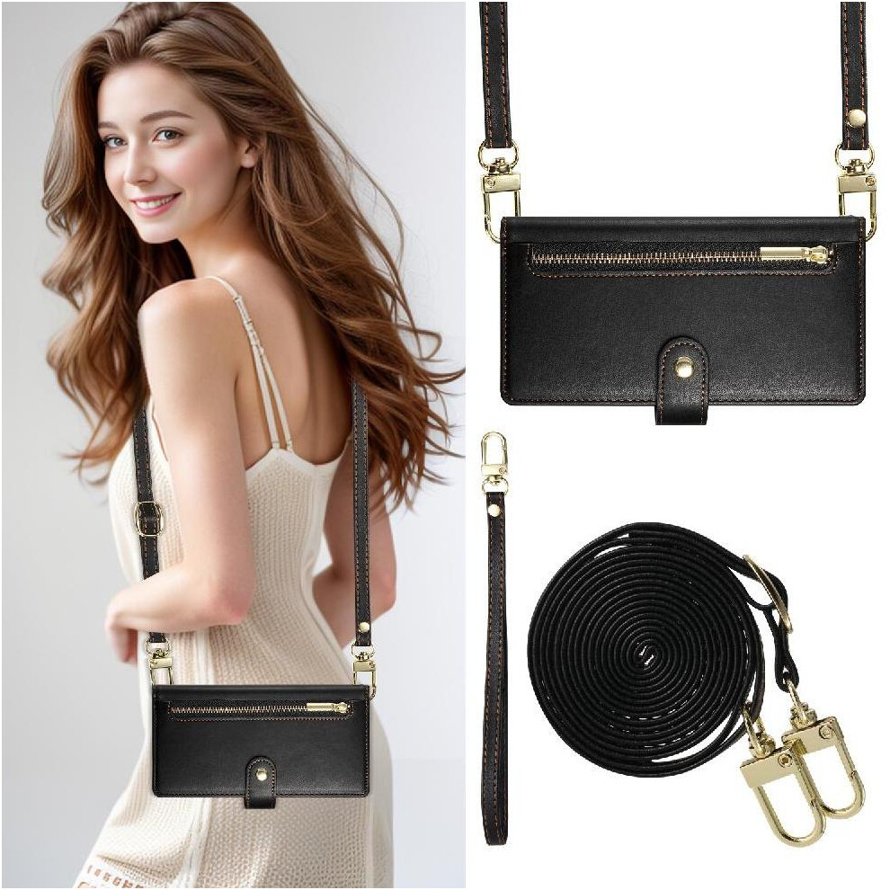 (Black) Flip Case For Samsung Galaxy S20 Fe Stand Business Multifunctional Crossbody Strap Wallet Black 764563135363