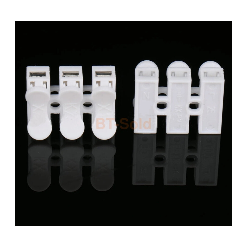 10Pcs 3-Ways Wire Spring Terminal Block Clip Quick Connect Push In Terminals New 4069369098499