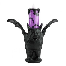 (Purple) Electronic Candle Festive Home Accents Spooky Halloween Led Bat Candle Lamp Set For Indoor Home Decor Flameless Flickering