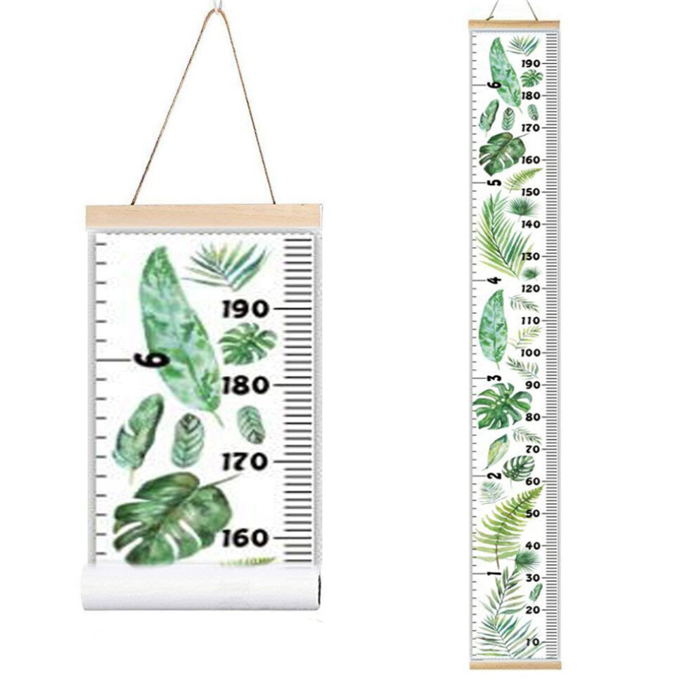 Leaves Growth Chart Hanging Ruler For Kids Bathroom Wall - 2 Scales Green