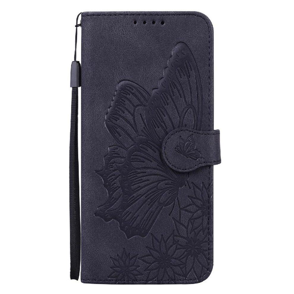 (Black) Case For Samsung Galaxy S20 Fe Leather Wallet With Card Slot Stand Big Butterfly Flip Phone Case Kickstand Protective Black 764563137299