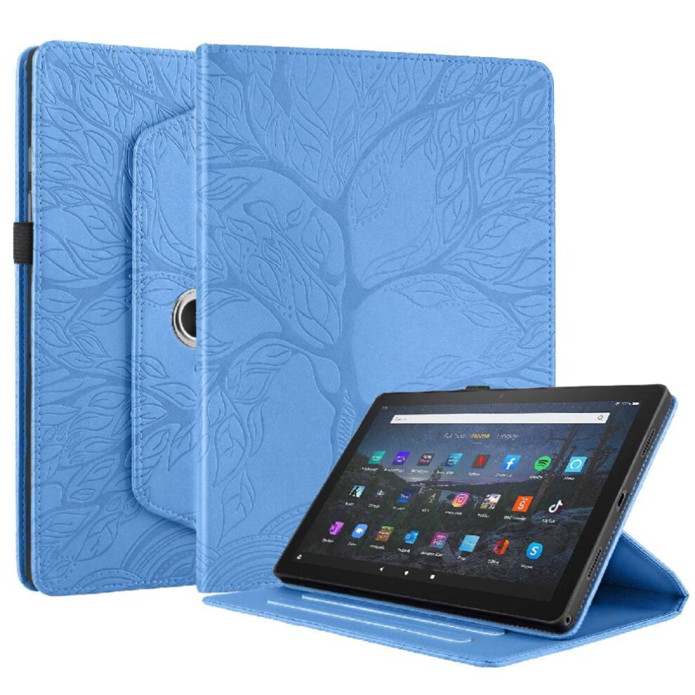 (Blue) Tablet Case For Amazon Fire Hd 10 2021 360 Degree Rotating Lightweight Thickened Edges Adjustable Angles Blue 764563137800