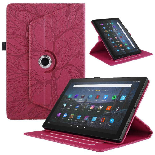 (Red) Tablet Case for Amazon Fire Hd 8 2020 360 Degree Rotating Lightweight Adjustable Angles Thickened Edges 1