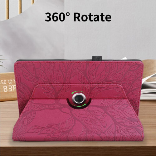 (Red) Tablet Case for Amazon Fire Hd 8 2020 360 Degree Rotating Lightweight Adjustable Angles Thickened Edges 2