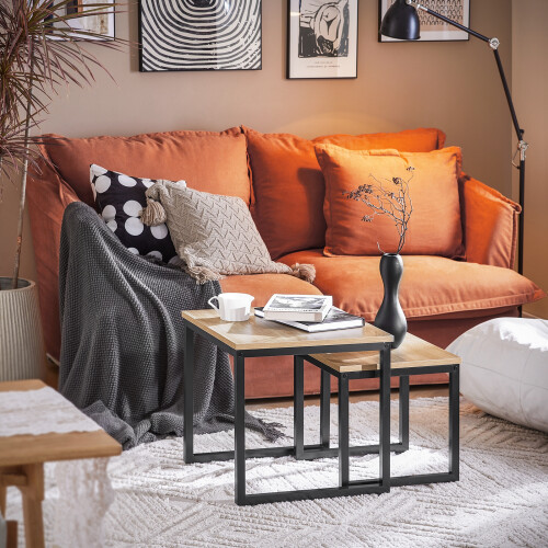 SoBuy® FBT42-N, Nesting Tables Set of 2 Coffee Table Side Table End Table 1