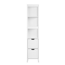 SoBuy White Tall Bathroom Cabinet 3 Shelves 2 Drawers