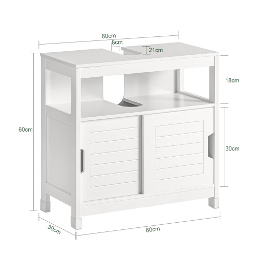 SoBuy Ντουλάπι Μπάνιου FRG128-W Λευκό 60x30x60cm 2