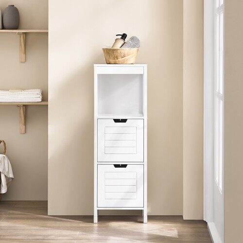 SoBuy Λευκό Ντουλάπι Μπάνιου 30x89x30 cm με 2 Καλάθια 1
