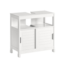SoBuy Mueble Bajo Lavabo con Puertas Correderas - Blanco, 60x30x60cm