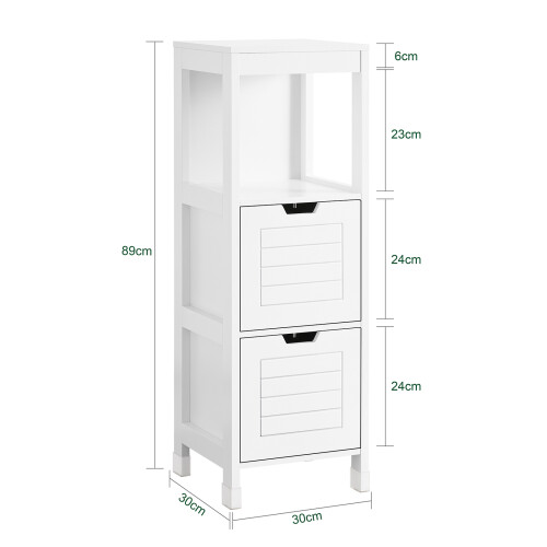 SoBuy Λευκό Ντουλάπι Μπάνιου 30x89x30 cm με 2 Καλάθια 2
