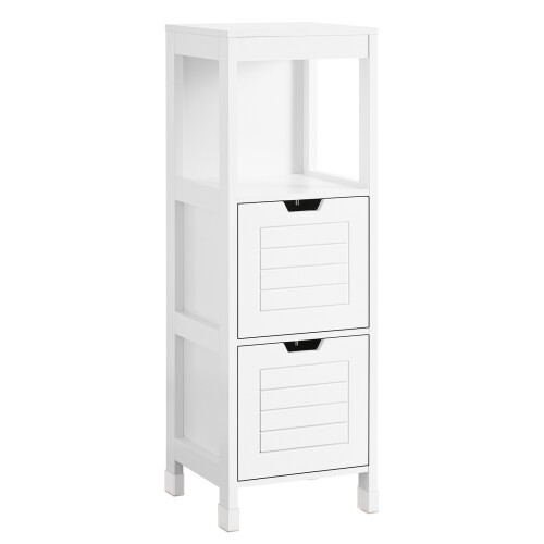 SoBuy Λευκό Ντουλάπι Μπάνιου 30x89x30 cm με 2 Καλάθια