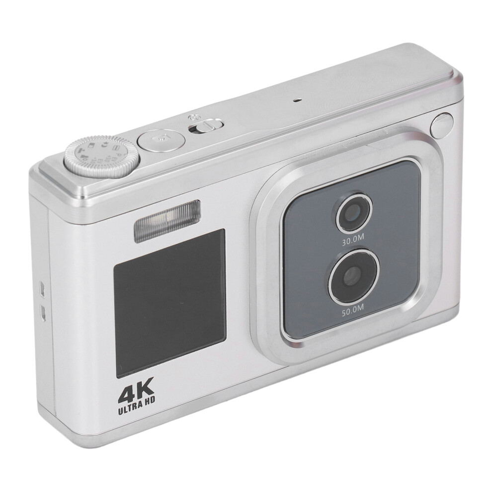 4K HD Digital Camera 16X Zoom IPS Screen 50MP Small Portable Silver-image-OPC-PJ75QTS-NEW