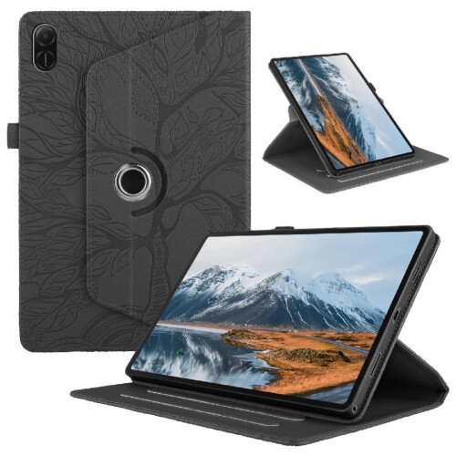 (Black) Tablet Case for Honor Pad X8a Lightweight 360 Degree Rotating Adjustable Angles Thickened Edges