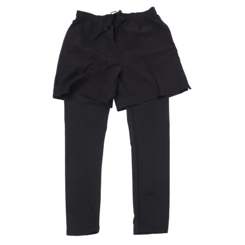 Black Men's Fake 2 Piece Pants Training Elastic