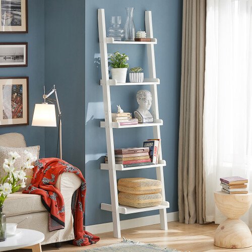 SoBuy Étagère murale échelle moderne blanc 1