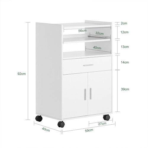SoBuy Küchenwagen Weiß 59x40x92 cm FSB09-W 2