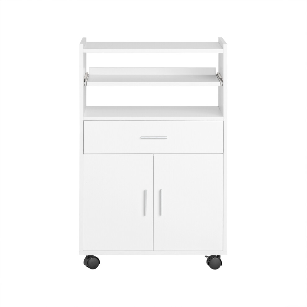 Sobuy Mueble Auxiliar De Cocina Aparador Auxiliar Bajo De Cocina Para Microondas Con 2 Puertas Y 1 CajóN L59 X P40 X H92 Cm FSB09-W Es-image