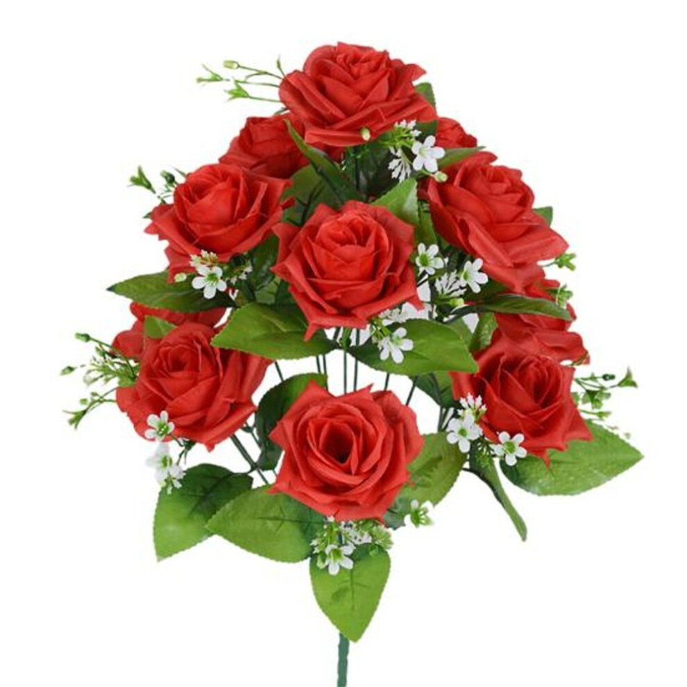 (red) 1 Bouquet Artificial Flower No Wilting Elegant 12 Heads Decorative Beautiful Faux