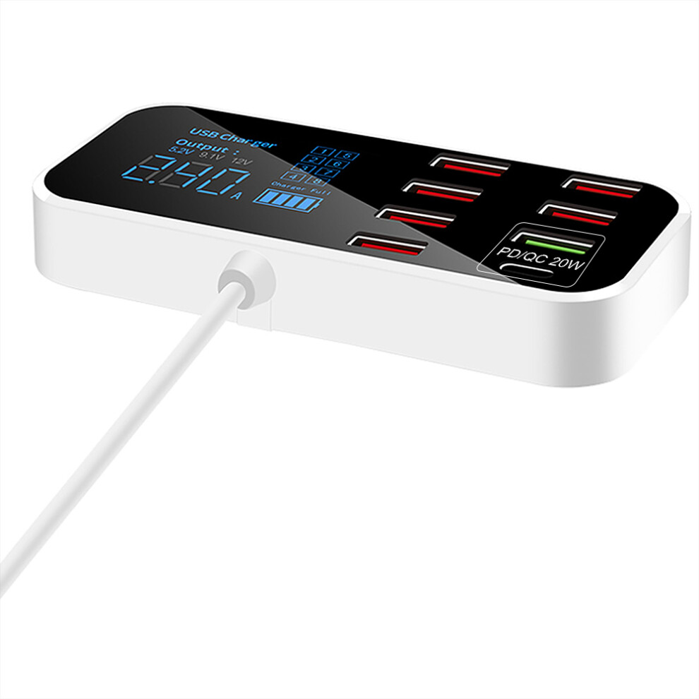 Car Charger 8-Port Qc3.0 Type-C Led Display Portable Vehicle Charger 7901330134294