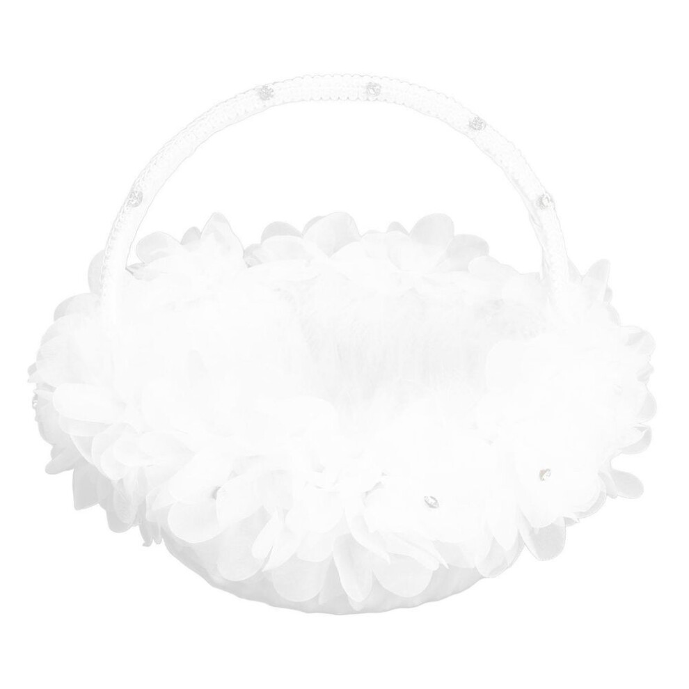 Wedding Flower Girl Basket Artificial Ostrich Feathers Lace Petal Western Wedding Flower Baskets