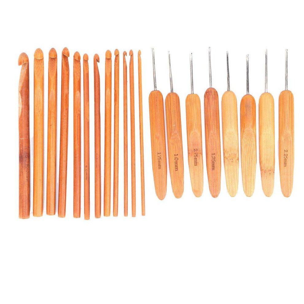 Crochet Kit Diy Carbonized Bamboo Ergonomic 20 Different Types Knitting Needle Case For Craft