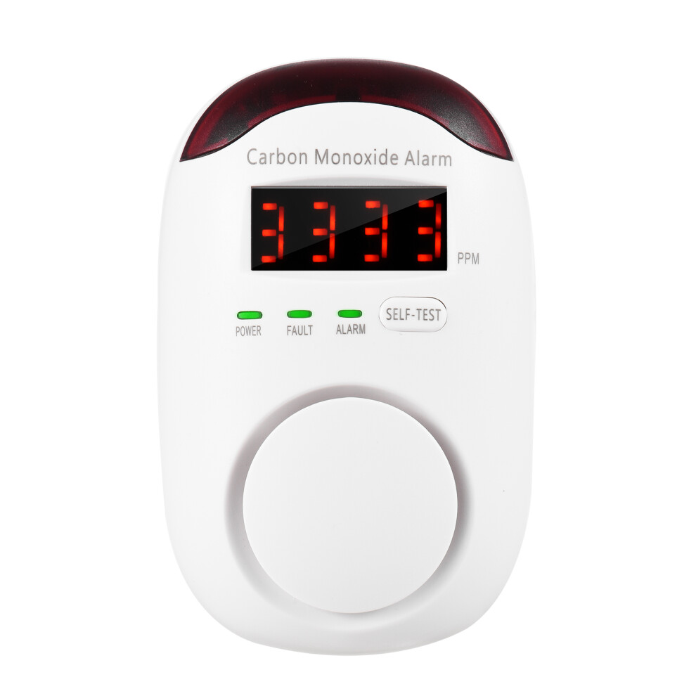 Plug-in CO Alarm with LED Display, Voice Alert, 87g, White
