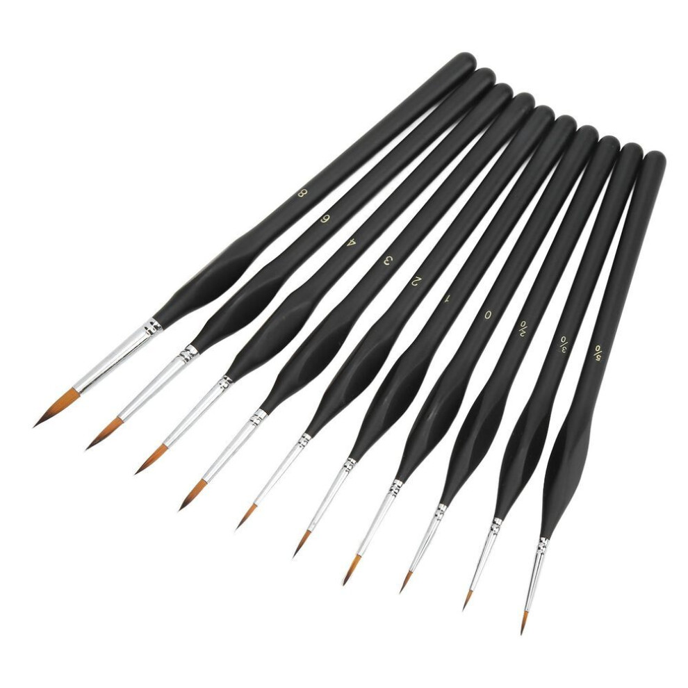 10pcs Detail Paint Brushes Set Ergonomic Handle Soft Nylon Good Adsorbability Wide Application