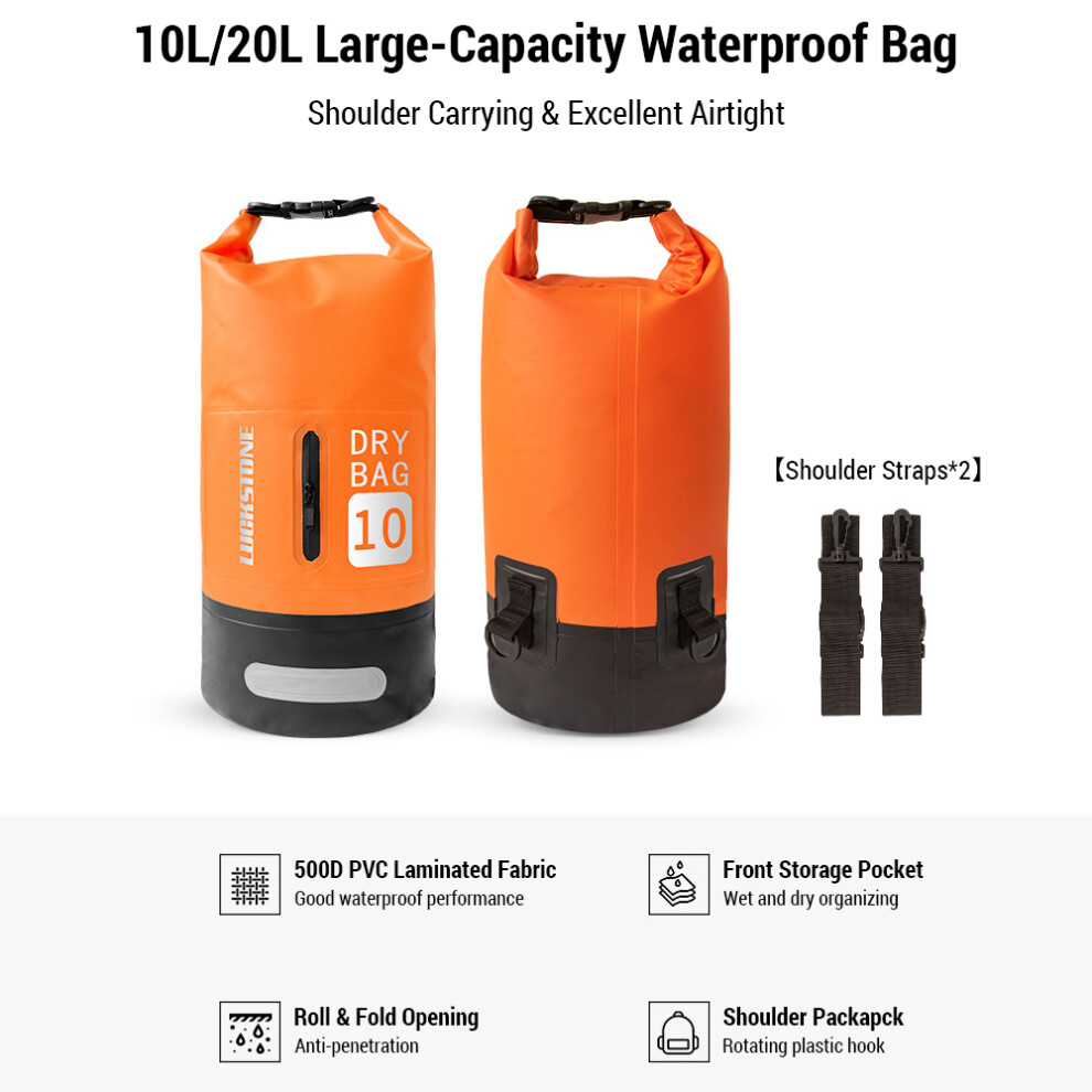Waterproof Dry Bag 10L/20L, Lightweight Bucket Bag for Kayaking & Outdoor Activities