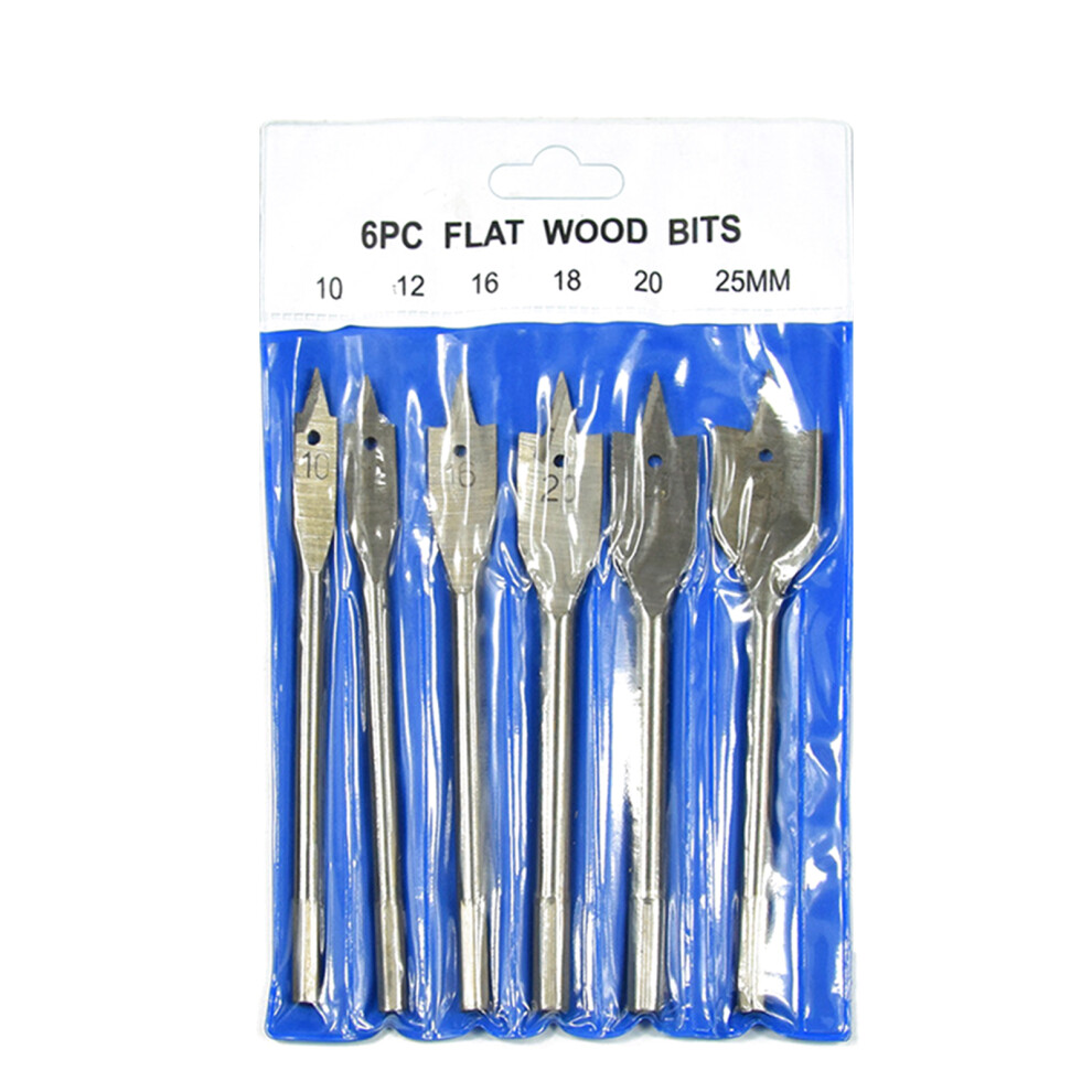 6Pcs Wood Flat Drill Set 10Mm-25Mm Steel Flat Spade Bits 7891330136612
