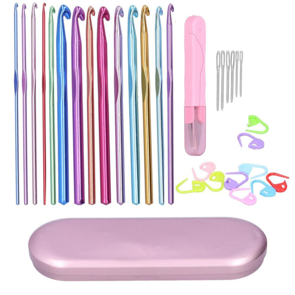 Crochet Hook Set Alumina Crochet Needle Colorful Sweater Knitting Tools Household Suppliesrose Gold