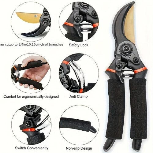 Premium Titanium Bypass Pruning Shears - Ultra-Sharp, Heavy-Duty Garden Scissors- Ergonomic Handheld Pruners 2