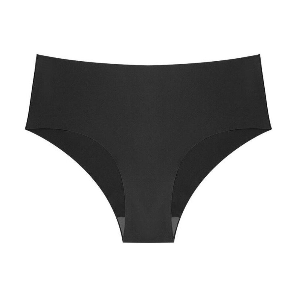 (black, M) Ice Silk Seamless Mid-waist Quick-drying Underwear For Women Without Hips And Abdomen Comfortable Sports And Fitness Ladies Briefs