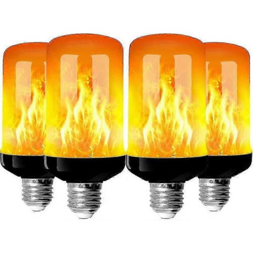 4 Pack E27 Flame Light Bulbs 4W Base LED Flame Effect Bulbs 4 Lighting Modes Decorative Indoor Bulbs for Home Garden Party
